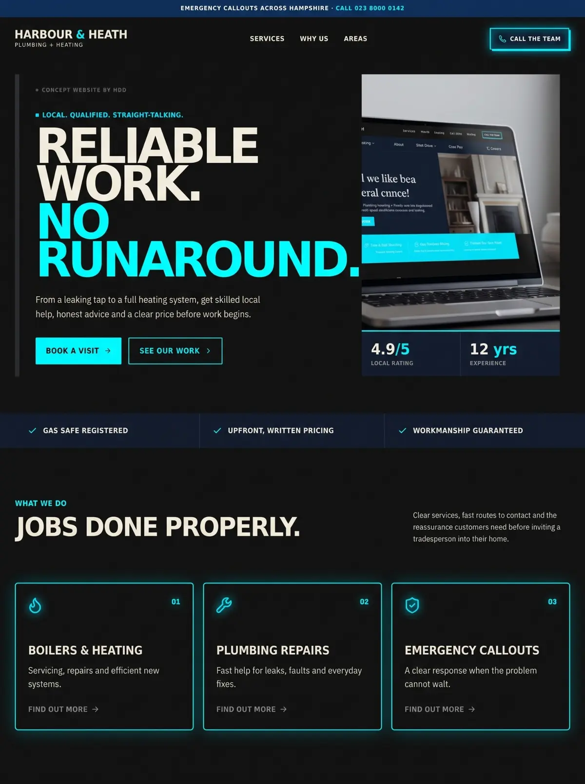 Harbour and Heath trades website concept