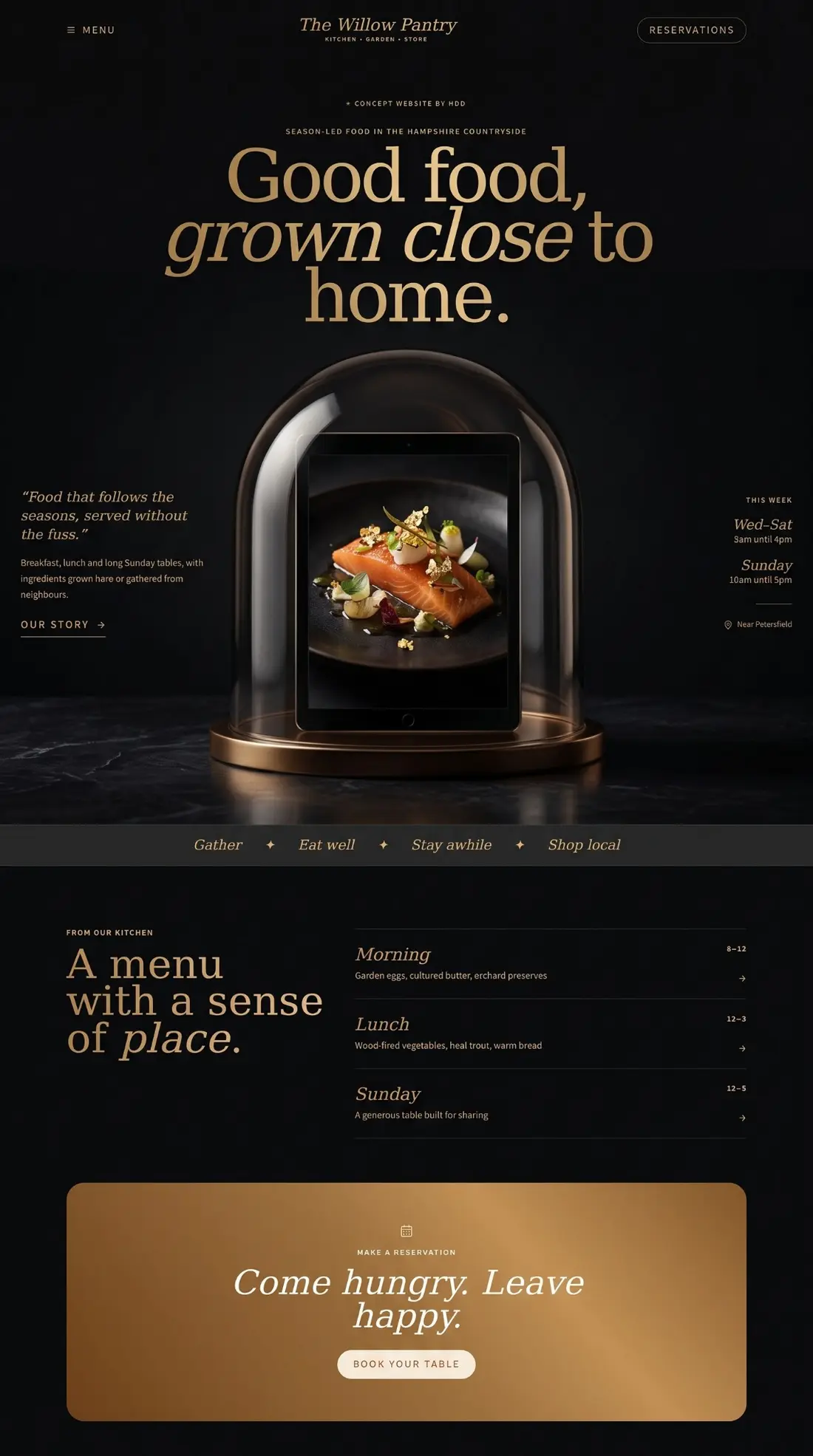 The Willow Pantry fine dining website concept